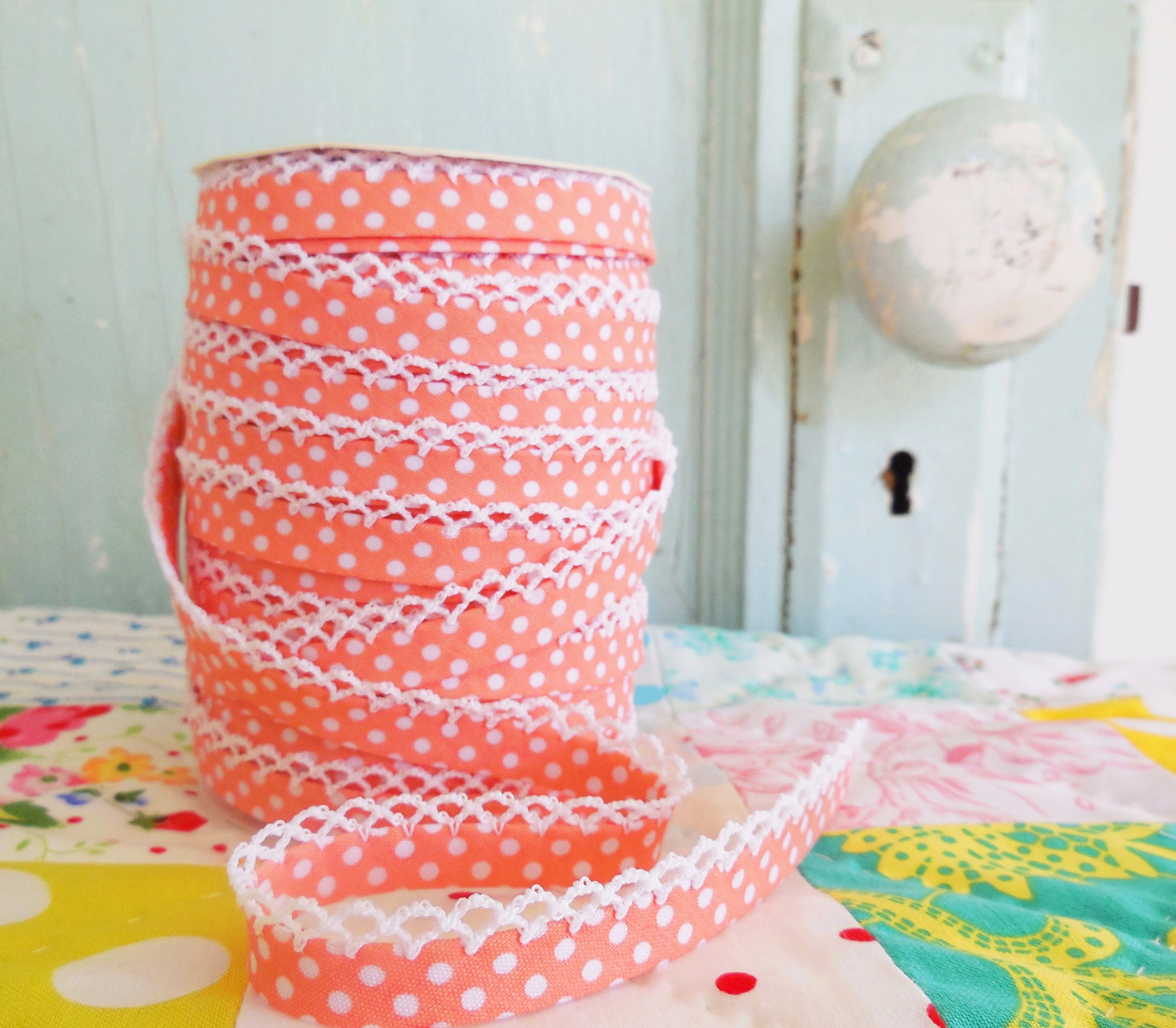 Double Fold 1/2'' Bias Tape 1/8'' Gingham Red Bias Binding 